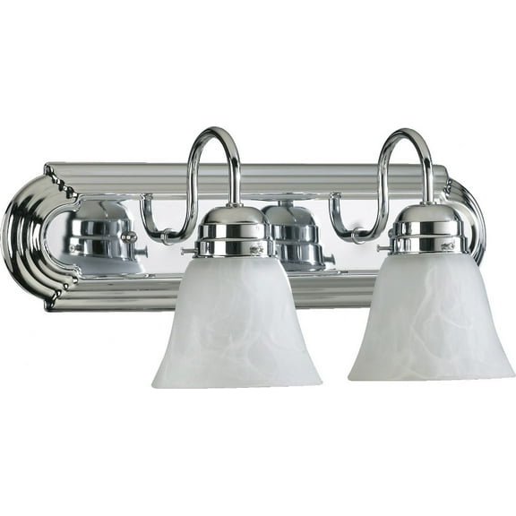5094-2-114 Quorum Lighting 2 Light Bath Vanity in Quorum Home Collection style - 18 inches wide by 8 inches high-Chrome Finish-Faux Alabaster Glass