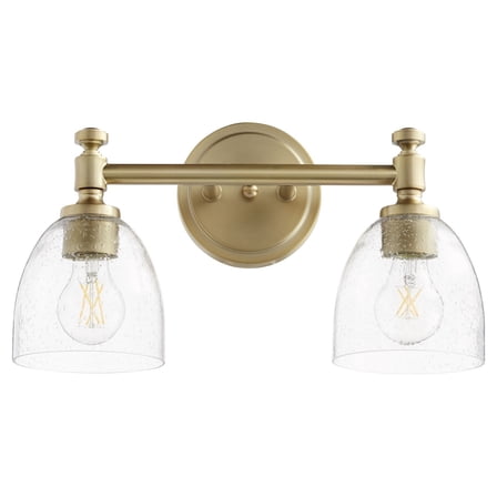 Quorum Lighting Rossington 2-Light Aged Brass Glass Wall Sconce