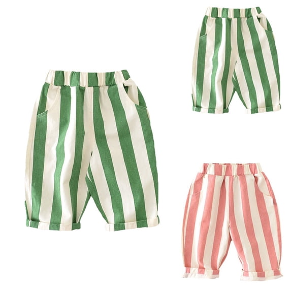Quotay Baby Girl Pants Kids Minimalist Striped Daily Elastic Waist Girl'S Trousers 0-3 Years Green,12-18 Months