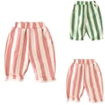 thumbnail image 1 of Quotay Baby Girl Pants Kids Minimalist Striped Daily Elastic Waist Girl'S Trousers 0-3 Years Pink,18-24 Months, 1 of 9