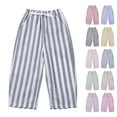 thumbnail image 1 of Quotay Baby Girl Pants Kids Minimalist Striped with Pockets Daily Elastic Waist Trousers for Girls 1-4 Years Light Blue,4-5 Years, 1 of 6