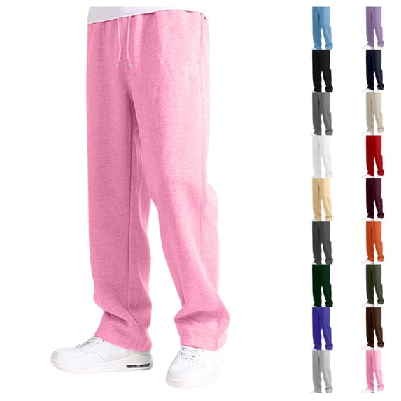 Quotay Baggy Pants Boy's Girls Straight Leg Open Bottom Casual Elastic Waist Athletic Joggers Sweat Pants with Pockets Baggy Sweatpants 02_Pink,7-8 Years