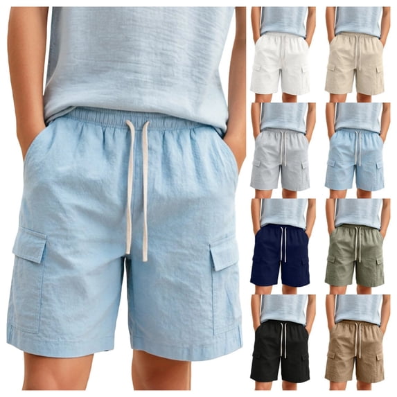 Quotay Boys Casual Shorts Pull On Elastic Waist Summer Beach for with Pockets Baggy Pants 8-16 Years Light Blue,11-12 Years