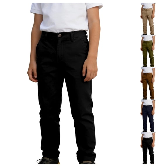 Quotay Boys Dress Pants Casual with Comfortable Elastic Waistband and for Everyday Play and School Boy'S Trousers 4-14 Years Black,5-6 Years