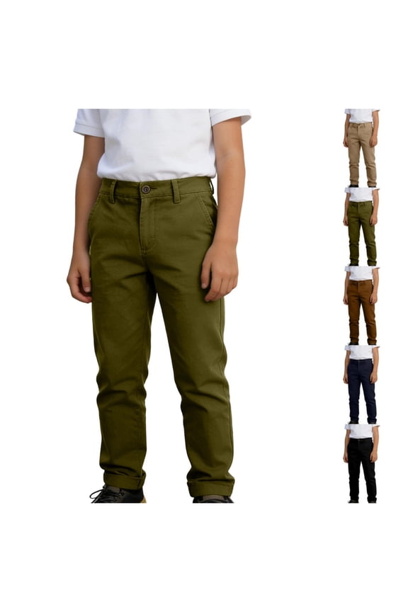 Boys Dress Pants Casual with Comfortable Elastic Waistband and for Everyday Play and School Boy'S Trousers 4-14 Years Green,4-5 Years