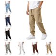 thumbnail image 1 of Quotay Boys Pants Comfortable Stylish Casual Trousers for Autumn Blend Long with Elastic Waist Trousers for Boys 5-15 Years Khaki,5-6 Years, 1 of 7
