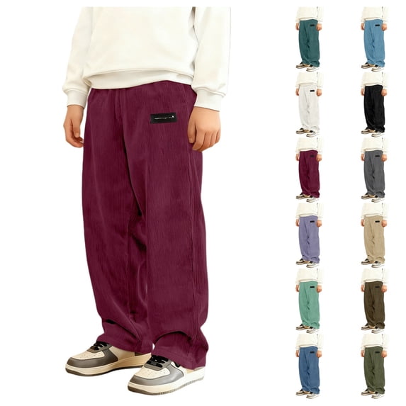 Quotay Boys Pants Corduroy Classic Straight Leg Casual for Kids Soft Comfortable Playwear Everyday School Boy'S Trousers 3-10 Years Brick Red,13-14 Years