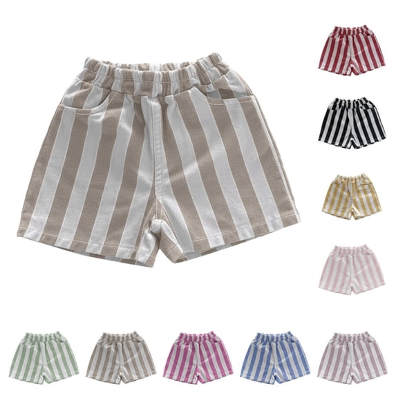 Quotay Boys Summer Shorts Casual Contrast Color Lightweight Breathable Outdoor Play Elastic Waist Comfy Pants 1-6 Years 02_Khaki,18-24 Months