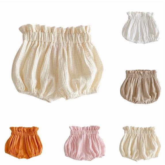 Quotay Breathable Baby Summer Shorts Soft Pants with Elastic Waist for Easy Change and Play Blend Baggy Pants 3-12 Months Beige,6-12 Months