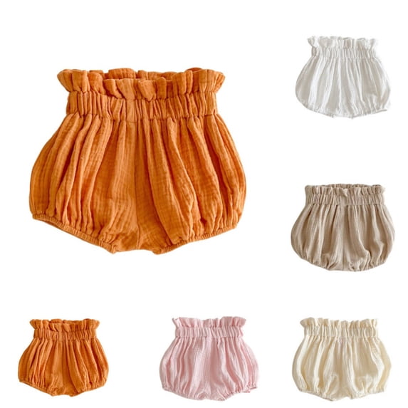 Quotay Breathable Baby Summer Shorts Soft Pants with Elastic Waist for Easy Change and Play Blend Baggy Pants 3-12 Months Orange,12-18 Months