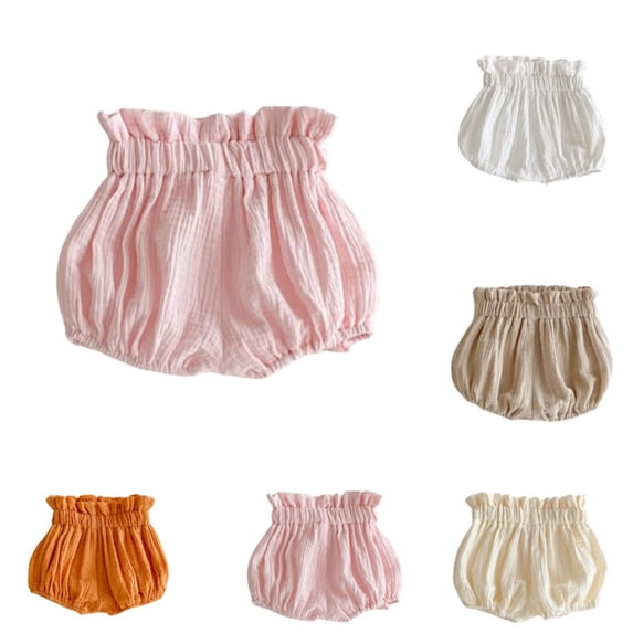Quotay Breathable Baby Summer Shorts Soft Pants with Elastic Waist for Easy Change and Play Blend Baggy Pants 3-12 Months Pink,0-6 Months
