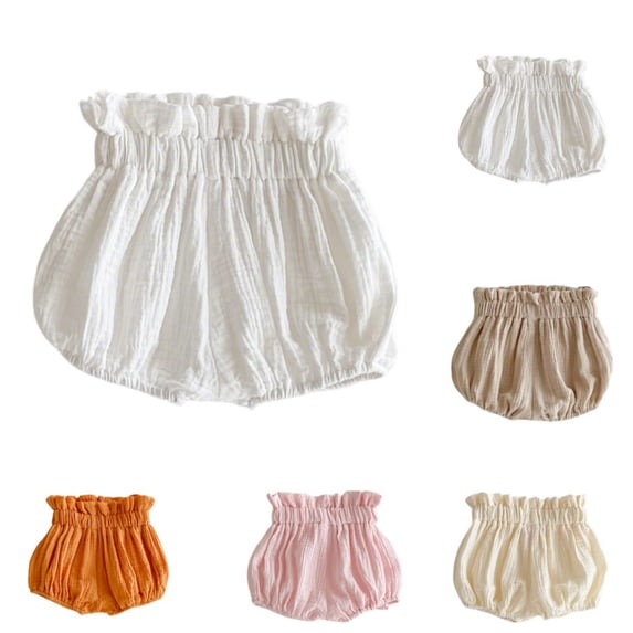 Quotay Breathable Baby Summer Shorts Soft Pants with Elastic Waist for Easy Change and Play Blend Baggy Pants 3-12 Months White,12-18 Months