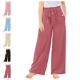 thumbnail image 1 of Quotay Girls Wide Leg Pants High Elastic Smocked Waist Casual Flowy Cute Long Girl'S Trousers 4-12 Years Brick Red,13-14 Years, 1 of 8