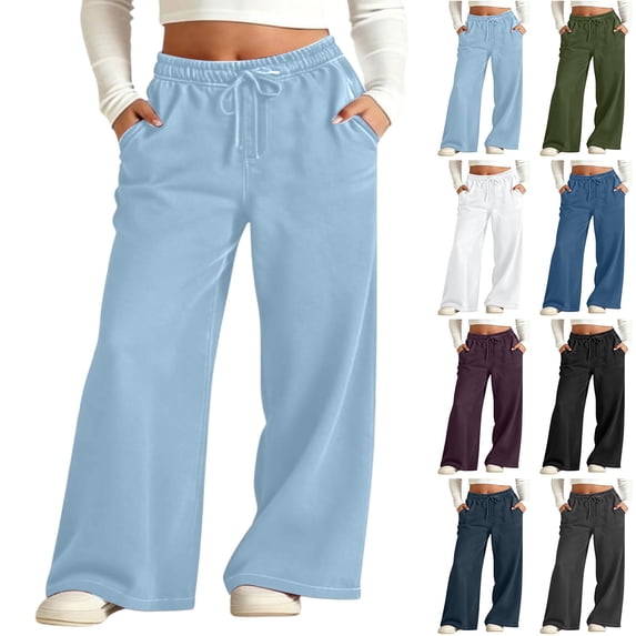 Quotay Girls Wide Leg Pants High Waist Stretchy Waistband Loose Straight Denim with Pockets Comfortable Casual Trousers for Girls Sky Blue,8-9 Years
