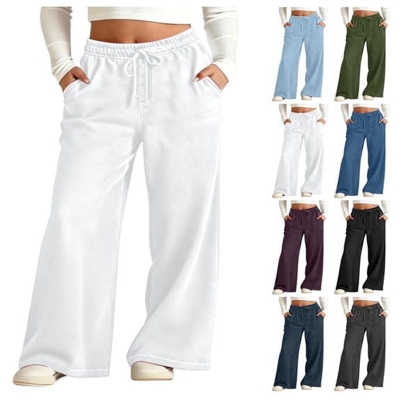 Quotay Girls Wide Leg Pants High Waist Stretchy Waistband Loose Straight Denim with Pockets Comfortable Casual Trousers for Girls White,4-5 Years