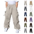 thumbnail image 1 of Quotay Kids Cargo Pants with Multiple Pockets for Boys and Girls Outdoor Casual Play Everyday Comfortable Trousers for Boys 5-14 Years Beige,14-15 Years, 1 of 7
