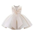 thumbnail image 1 of Quotay Little Girl Dresses Pure Color Crew Neck Sleeveless Big Bow Closure Elegant Girls Party Dress for Daily or Celebration Z02_Rose Gold,120, 1 of 6