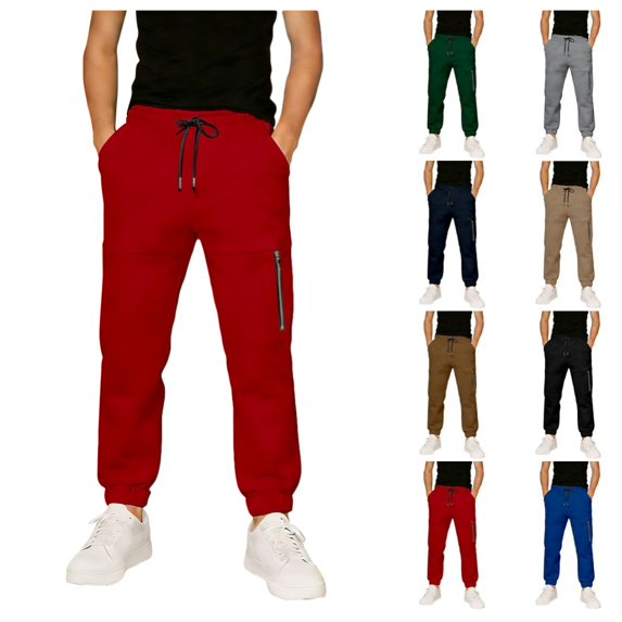 Quotay Loose Pants Boys Casual Jogger with Zipper Ankle Loose Fit Sports Sweatpants for Kids Comfortable Playwear Kids Sweatpants Red,13-14 Years