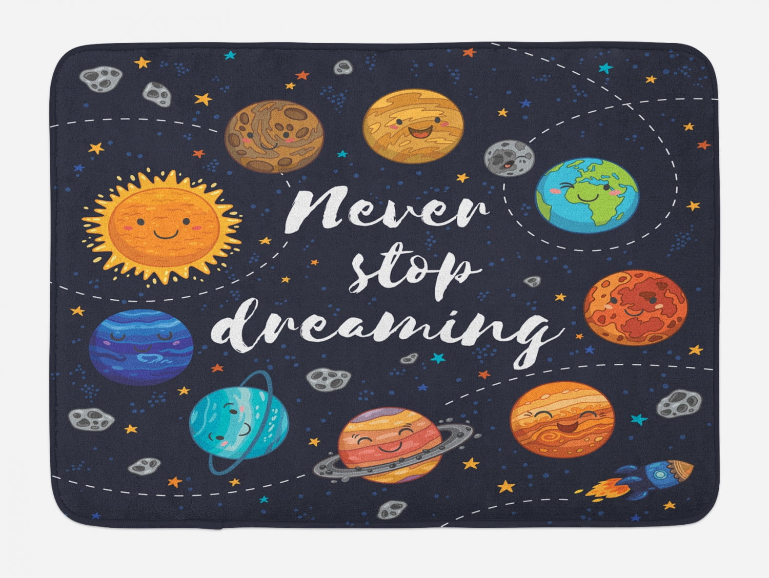 Never Stop Dreaming Outer Space High Pile Bath Mat