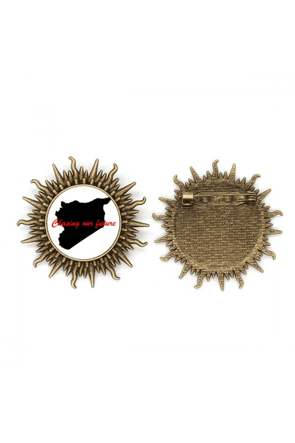 Quote Chasing Our Future Art Deco Fashion Metall Sonne Brosche Haken Pin