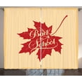 thumbnail image 1 of Quote Curtains 2 Panels Set, Back To School Phrase on a Maple Leaf Silhouette Illustration Retro Effect, Window Drapes for Living Room Bedroom, 108W X 63L Inches, Cream and Vermilion, by Ambesonne, 1 of 3