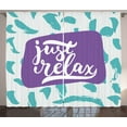 thumbnail image 1 of Quote Curtains 2 Panels Set, Hand Drawn Just Relax Ink Calligraphy Design on Abstract Shapes Background, Window Drapes for Living Room Bedroom, 108W X 90L Inches, Violet Grey Seafoam, by Ambesonne, 1 of 3