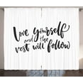 thumbnail image 1 of Ambesonne Saying Curtains 2 Panel Set, Self Love Wisdom Words, 108" x 84", Charcoal Grey White, 1 of 3