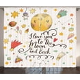 thumbnail image 1 of Ambesonne Saying Curtains 2 Panel Set, Moon and Back Slogan, 108" x 90", Multicolor, 1 of 3