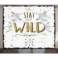 thumbnail image 1 of Ambesonne Saying Curtains 2 Panel Set, Stay Wild Hand Lettering, 108" x 63", Pale Brown White, 1 of 3
