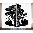 thumbnail image 1 of Ambesonne Saying Curtains 2 Panel Set, Voice of Sea Soul, 108" x 63", Charcoal Grey White, 1 of 3