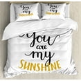 thumbnail image 1 of Quote Duvet Cover Set King Size, Big Font Classical Romantic Partners Phrase Soul Mates Theme Calligraphy Image, Decorative 3 Piece Bedding Set with 2 Pillow Shams, Mustard Black, by Ambesonne, 1 of 3