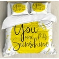 thumbnail image 1 of Quote Duvet Cover Set Queen Size, Circular Color Splash Outspread Brushstrokes with Inspirational Quote Valentines Concept, Decorative 3 Piece Bedding Set with 2 Pillow Shams, Yellow, by Ambesonne, 1 of 3
