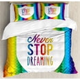 thumbnail image 1 of Quote Duvet Cover Set Queen Size, Digital Bound Little Triangles in Rainbow Colors Futuristic Geometrical Motivation, Decorative 3 Piece Bedding Set with 2 Pillow Shams, Multicolor, by Ambesonne, 1 of 3