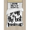 thumbnail image 1 of Quote Duvet Cover Set Twin Size, Smile is the Best Makeup Inspirational Phrase Hand Written Daily Motivations, Decorative 2 Piece Bedding Set with 1 Pillow Sham, Black and White, by Ambesonne, 1 of 3