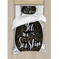 thumbnail image 1 of Quote Duvet Cover Set Twin Size, You are My Sunshine Expression on Doodle Sun Figure Print, Decorative 2 Piece Bedding Set with 1 Pillow Sham, Pale Grey Dark Chestnut Brown Mustard, by Ambesonne, 1 of 3