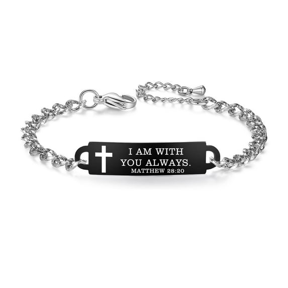 Quote Faith Christian Bible Verses bracelets Adjustable Stainless Steel Cross Bracelets, God Bracelet Gift Idea for women, for her for Love wife,sisters mom,girls(28:20-SB)