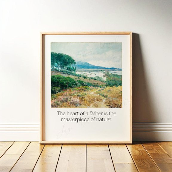Quote Heart Of A Father Wall Art Print, Vintage Figure, Thoughtful, Grandpa, Inspirational Office And Bedroom Decor