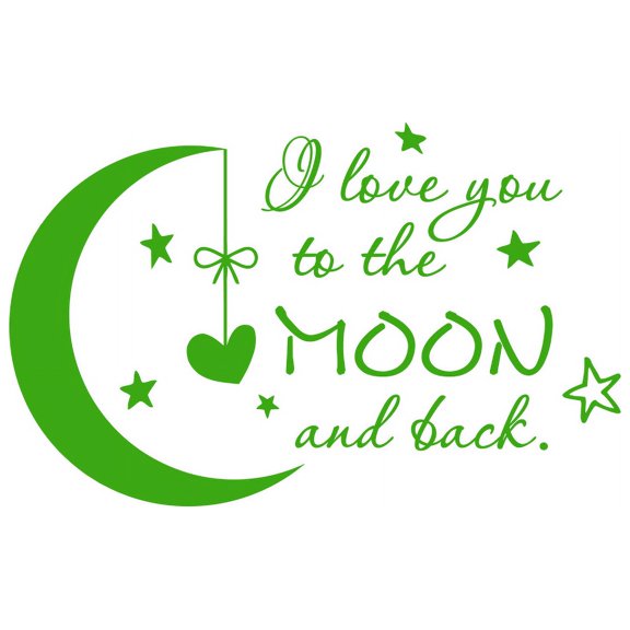 Quote I Love You to the Moon and Back Wall Decal Nursery Kids Room Decor f1 (lime tree green)