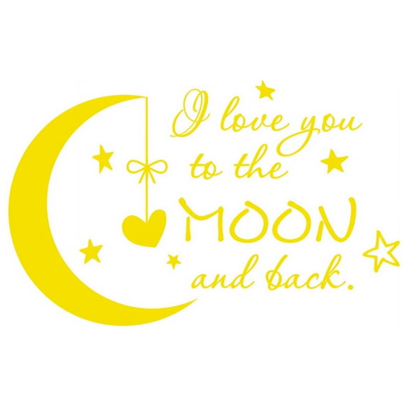 Quote I Love You to the Moon and Back Wall Decal Nursery Kids Room Decor f1 (yellow)