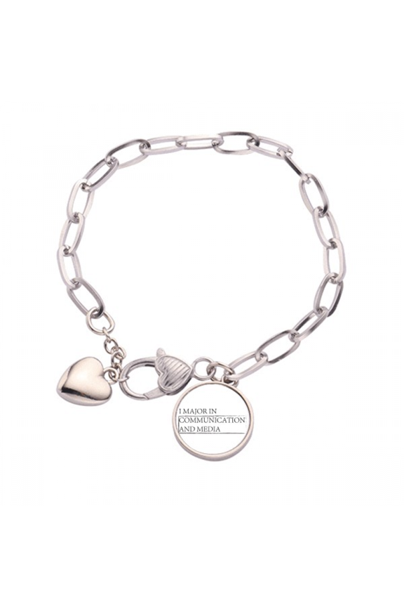 Quote I Major In Communication and Media Heart Chain Bracelet Jewelry Charm Fashion