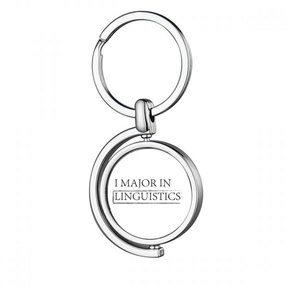 Quote I Major In Linguistics Rotating Keychain Metal Keyring Holder