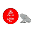 thumbnail image 1 of Quote Keep Calm And Carry On Red Round Metal Tack Hat Pin Brooch, 1 of 3