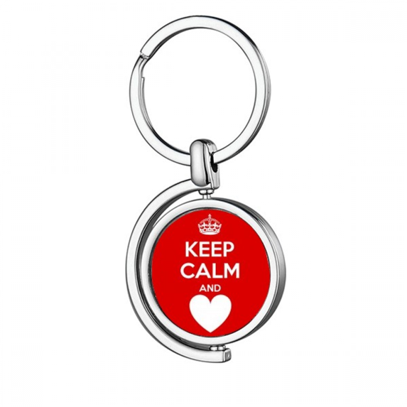 Quote Keep Calm And Love Red Rotating Keychain Metal Keyring Holder