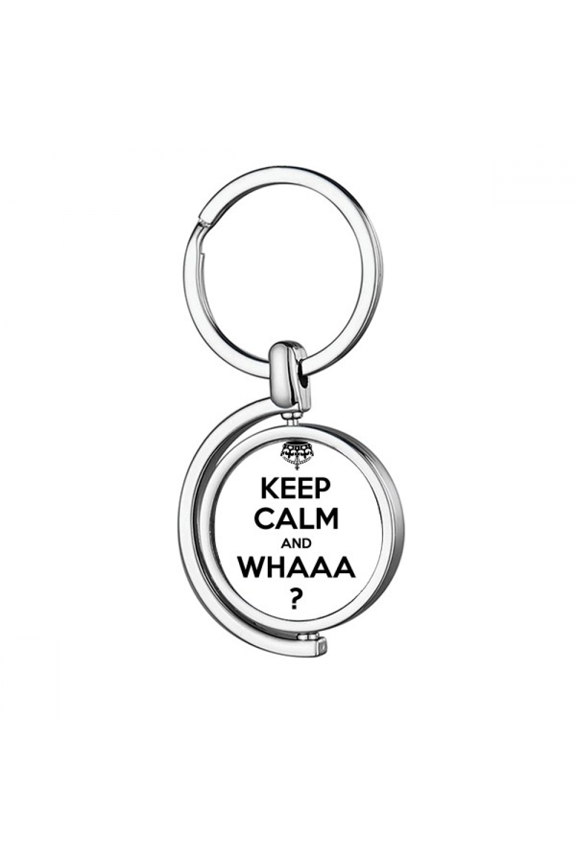 Quote Keep Calm And WHAAA Black Rotating Keychain Metal Keyring Holder