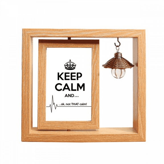 Quote Keep Calm Black Funny Wooden Rotating Picture Photo Frame 4x6