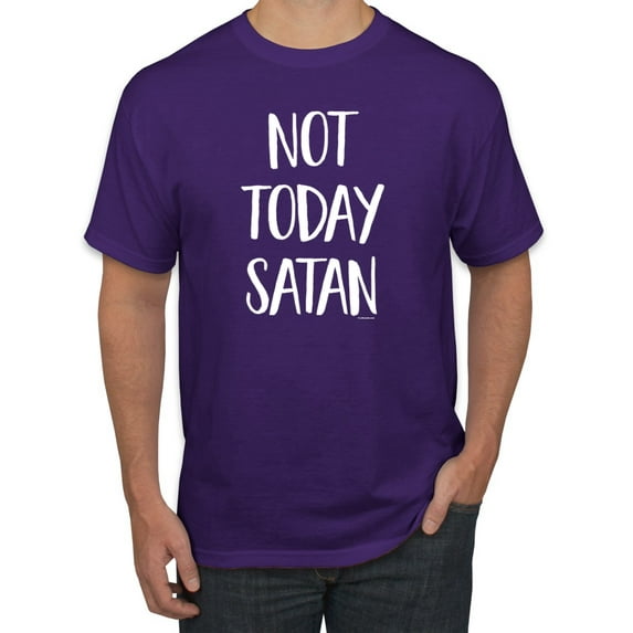 Quote Not Today Satan Funny Witty Inspirational/Christian Men's Graphic T-Shirt, Purple, 5XL