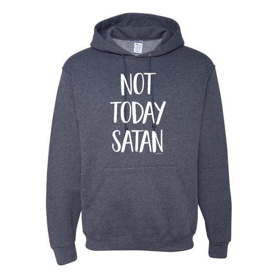 Quote Not Today Satan Funny Witty Inspirational/Christian Unisex Graphic Hoodie Sweatshirt, Vintage Heather Navy, 3XL