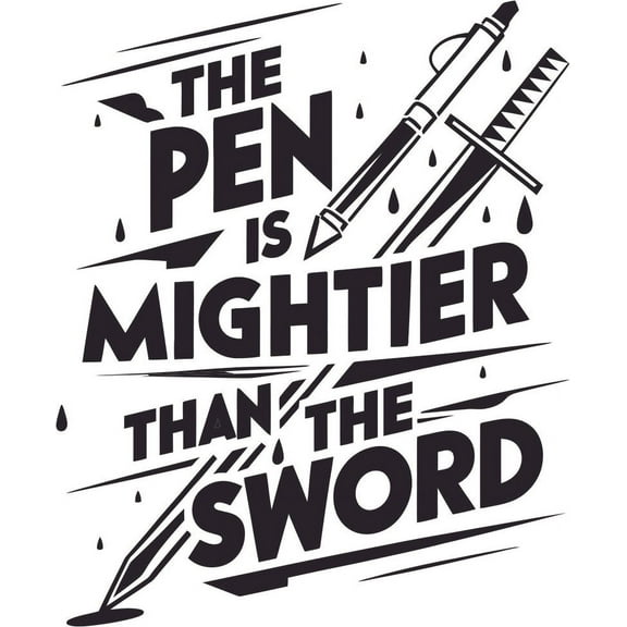 Quote Pen is Mightier Than the Sword Educational Quotes Saying Library School Classroom Wall Art Sticker Designs Vinyl Stickers For Home House Walls Rooms Windows Bedroom Decoration Size (24x26 inch)