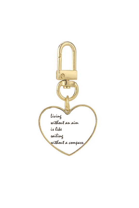 Quote People Must Live With An Aim Gold Heart Keychain Metal Keyring Holder