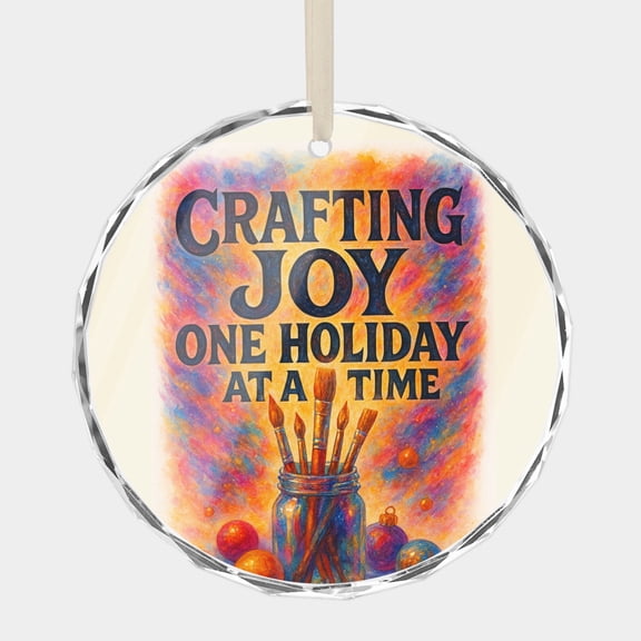 Quote Phrase for Artist, Designer, Crafts Lover, Crafting Hobbyist, 3" Crystal Glass Christmas Ornament Message Greeting, Wish, Thank You, or Congratulations Keepsake Gift